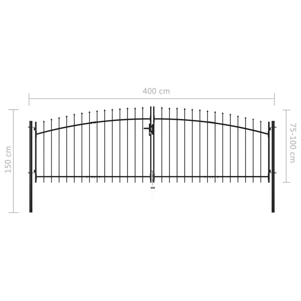 Double Door Fence Gate with Spear Top 400×150 cm