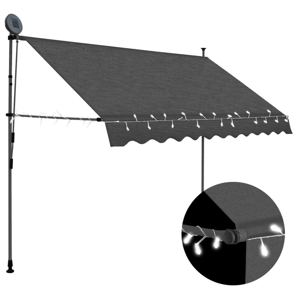 Manual Retractable Awning with LED – Anthracite, 250 cm