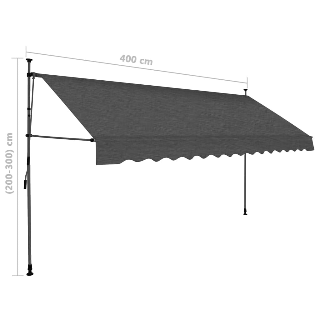 Manual Retractable Awning with LED – Anthracite, 400 cm