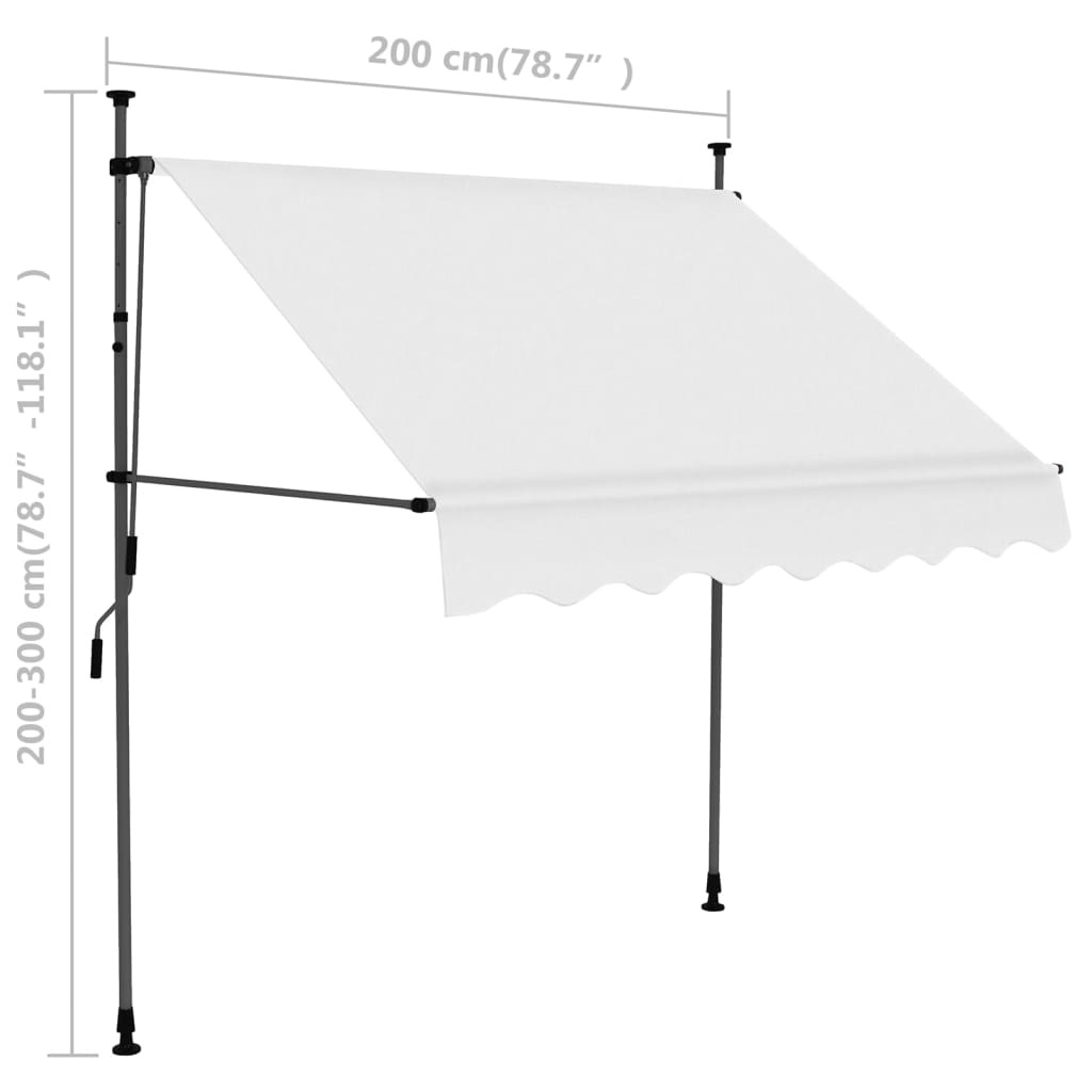 Manual Retractable Awning with LED – Cream, 200 cm
