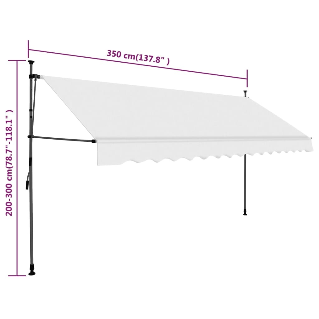 Manual Retractable Awning with LED – Cream, 350 cm