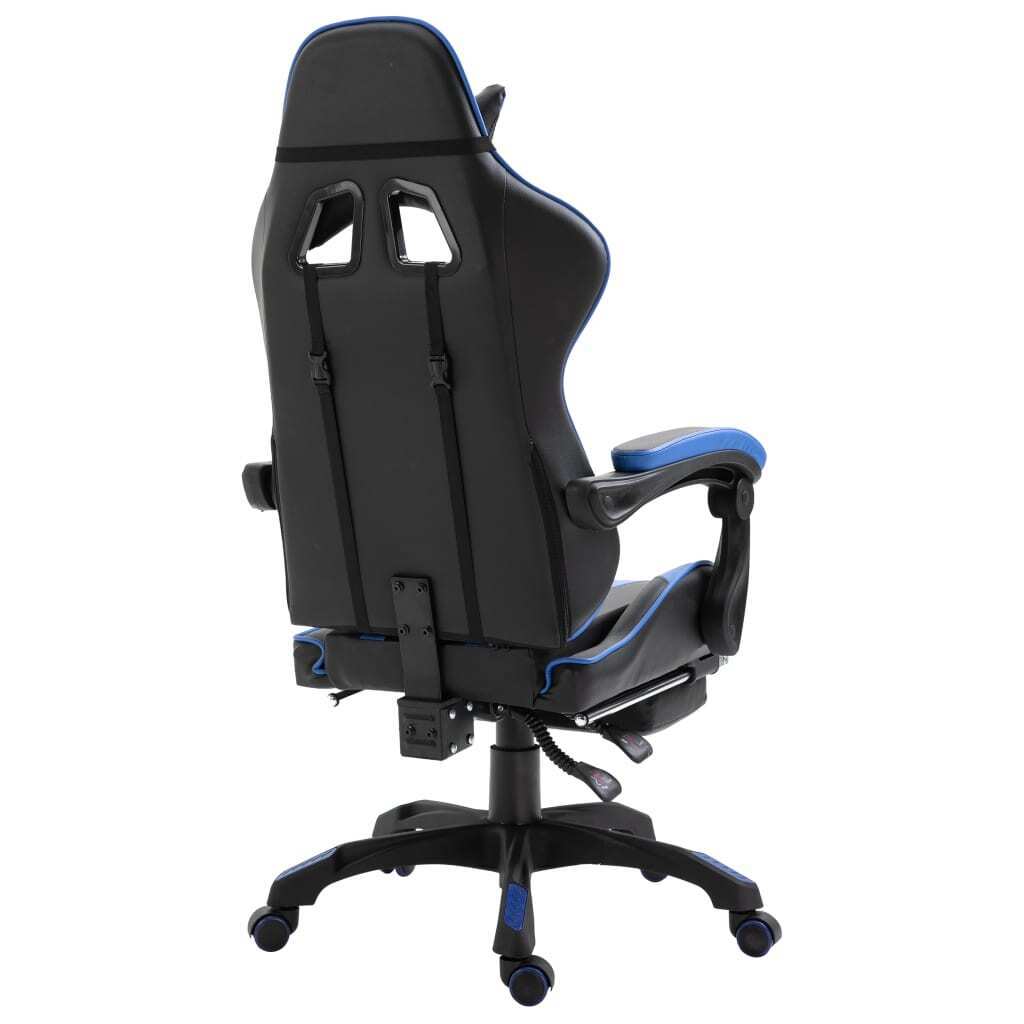 Gaming Chair with Footrest Blue Faux Leather
