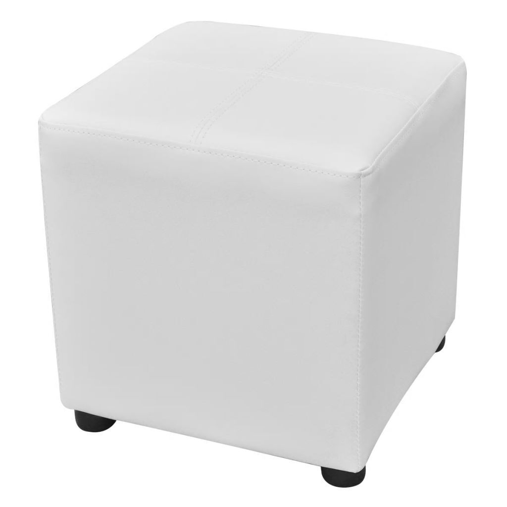 3 Piece Storage Bench Footrest Set Artificial Leather White