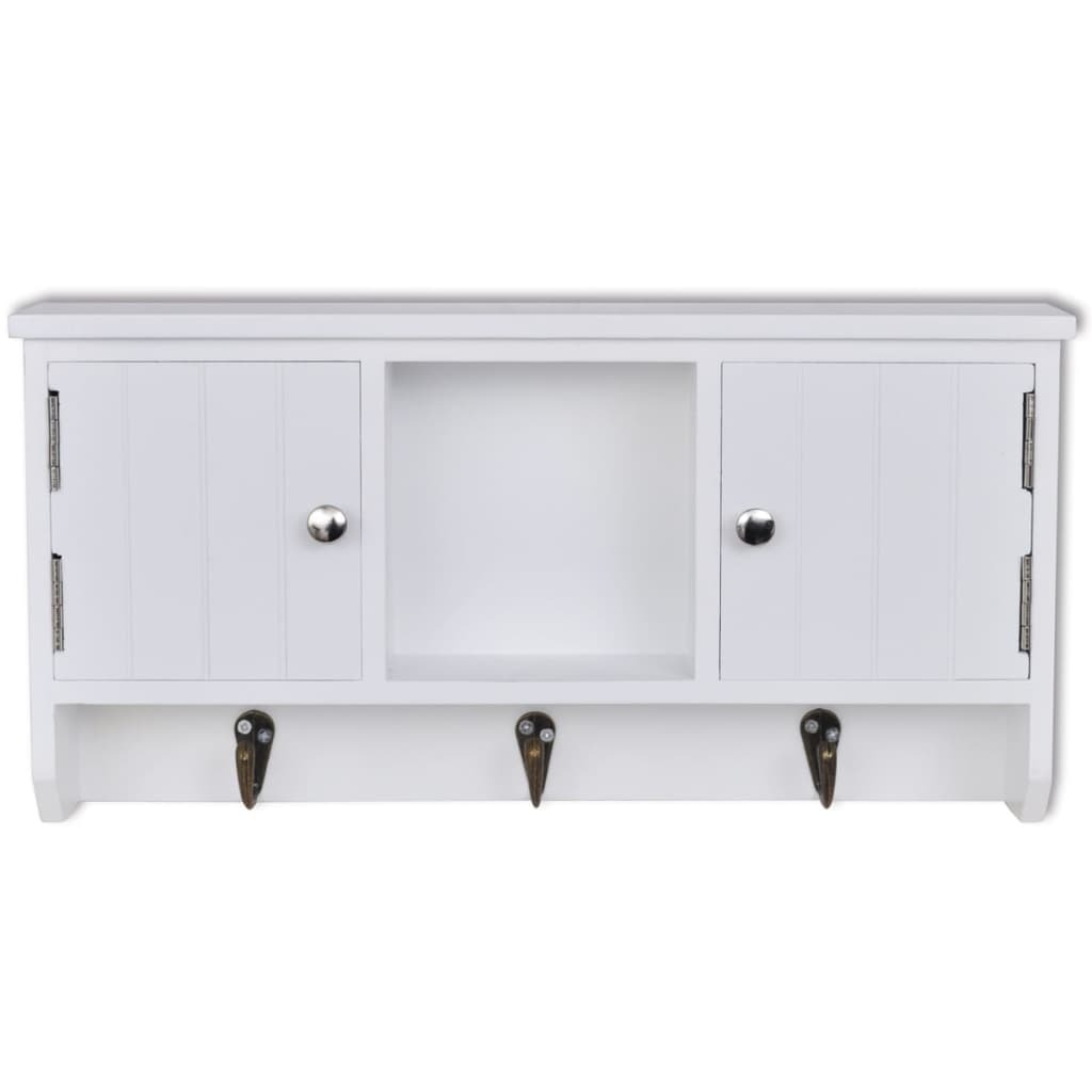 Wall Cabinet for Keys and Jewelery with Doors and Hooks