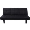 Boone Sofa Bed with Drop-Down Table Artificial Leather Black