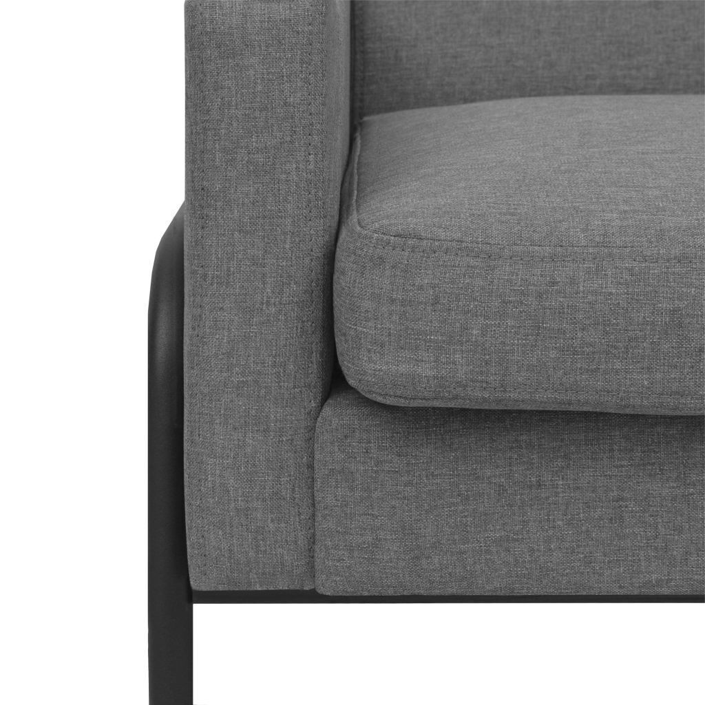 Armchair Light Grey Steel and Fabric