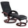 Reclining Chair with Footstool Black Faux Leather