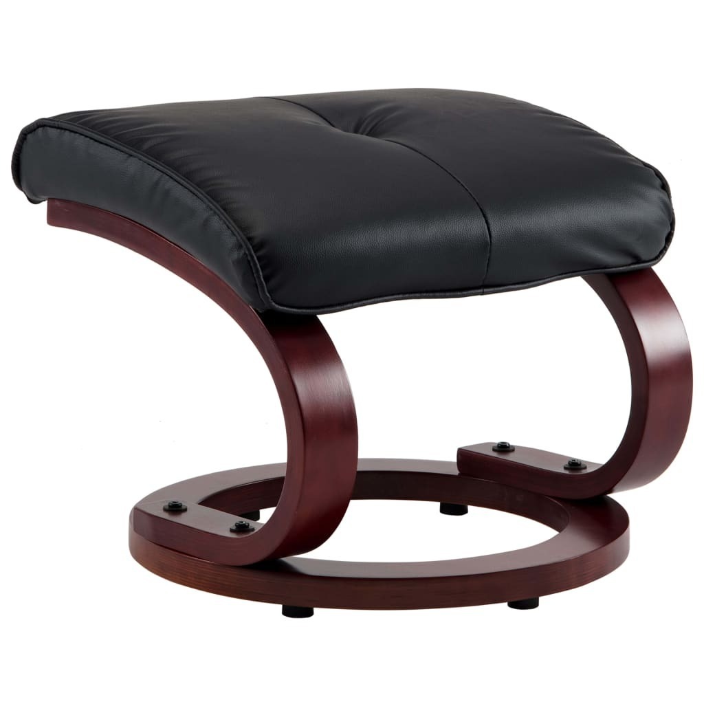 Reclining Chair with Footstool Black Faux Leather