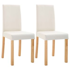 Dining Chairs 2 pcs Cream Faux Leather