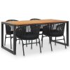 5 Piece Outdoor Dining Set Solid Acacia Wood and PVC Rattan