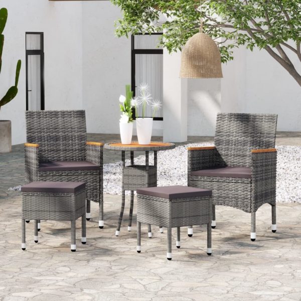 5 Piece Garden Lounge Set Poly Rattan Grey