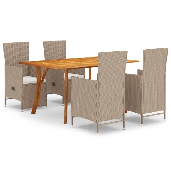 5 Piece Garden Dining Set Beige