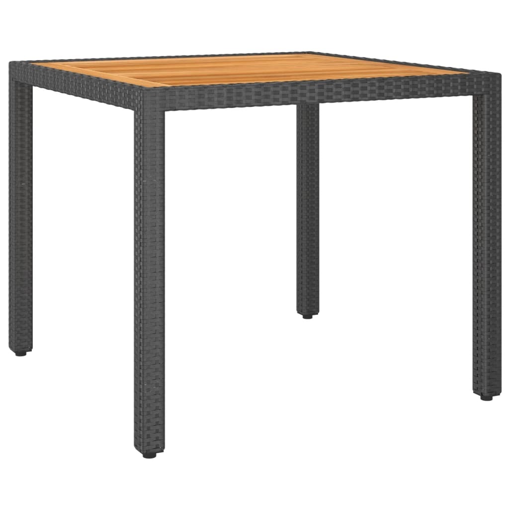 Garden Table Black 90x90x75 cm Poly Rattan