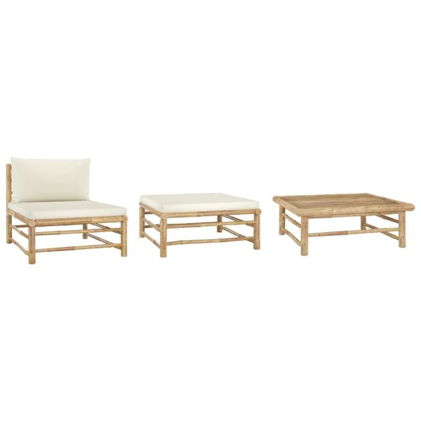 3 Piece Garden Lounge Set with Cushions Bamboo