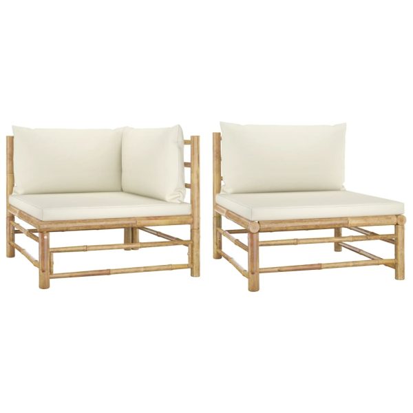 3 Piece Garden Lounge Set with Cushions Bamboo