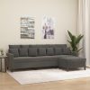Choppington 3-Seater Sofa with Footstool Dark Grey Velvet