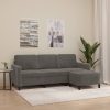Hessle 3-Seater Sofa with Footstool Dark Grey Velvet