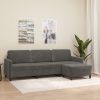Hessle 3-Seater Sofa with Footstool Dark Grey Velvet