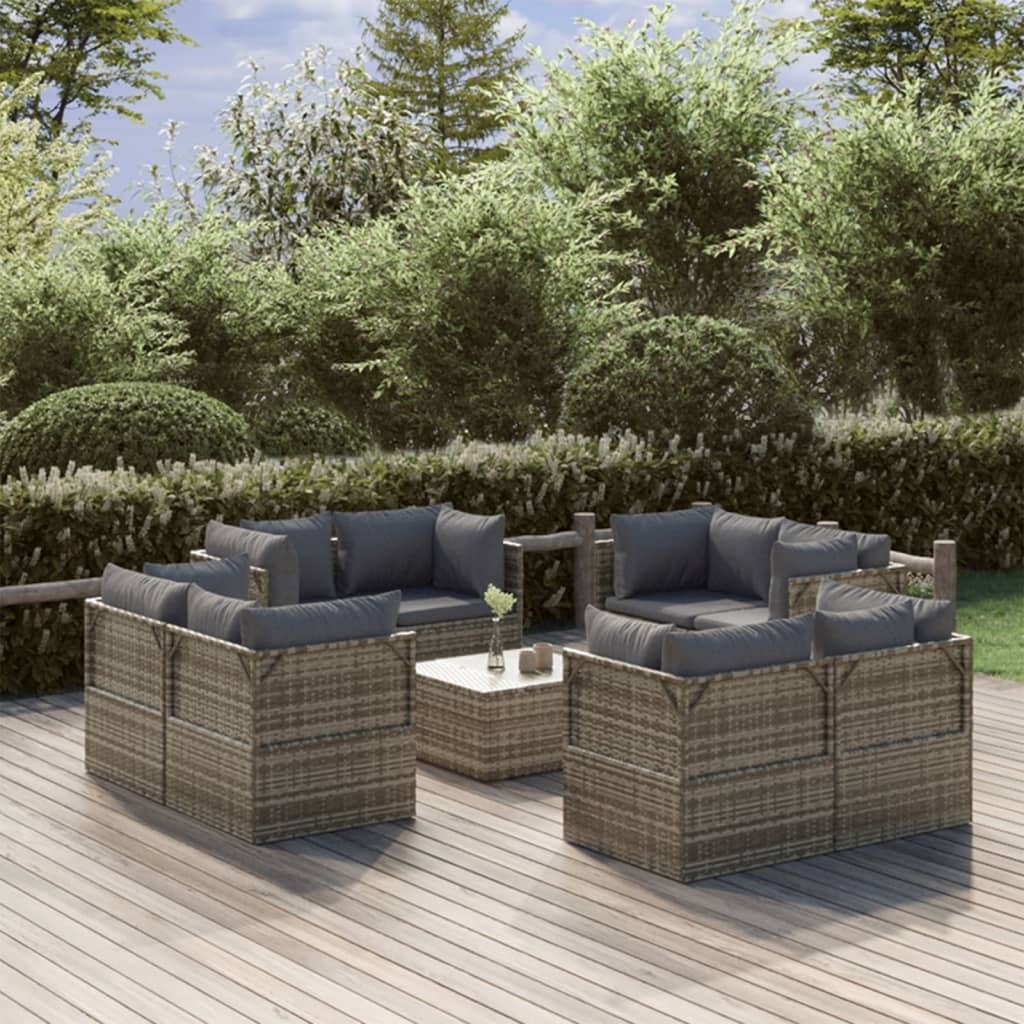 Garden Sofas Grey 57x57x56 cm Poly Rattan