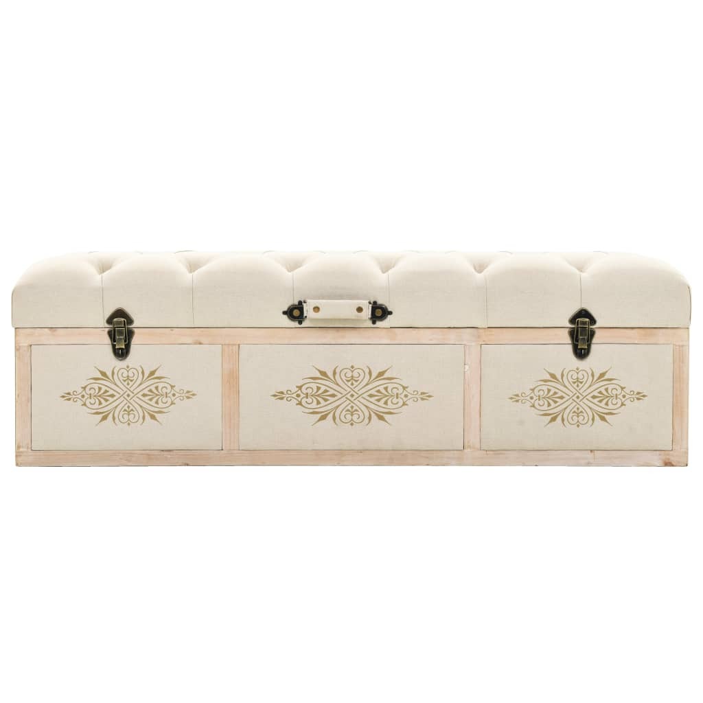 Storage Bench 110 cm Cream Solid Firwood and Fabric