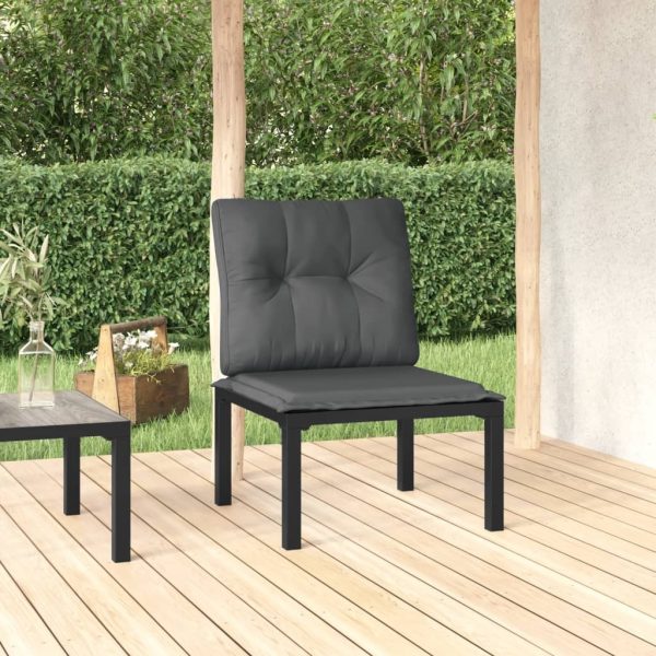 Garden Chair with Cushions Black and Grey Poly Rattan