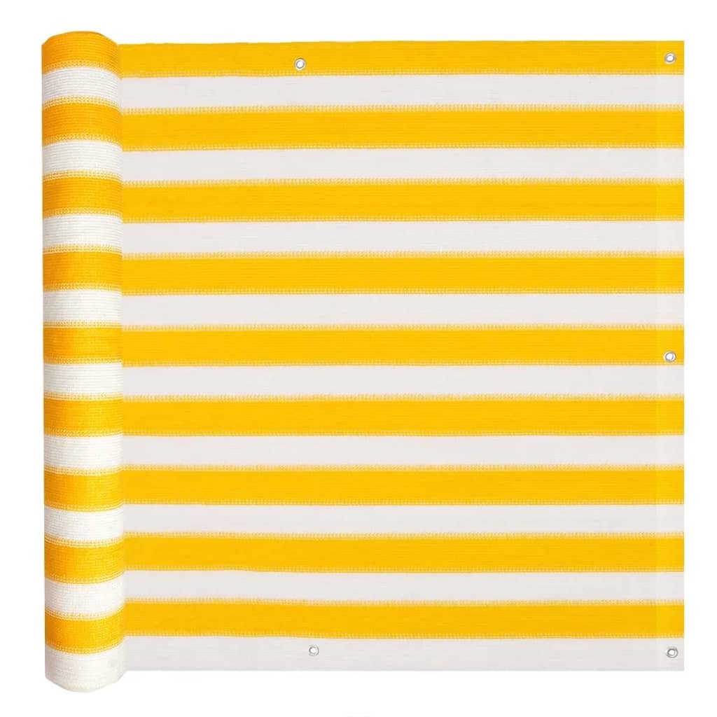 Balcony Screen HDPE – 90×600 cm, Yellow and White