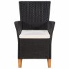 Outdoor Chairs with Cushions 2 pcs Poly Rattan Black