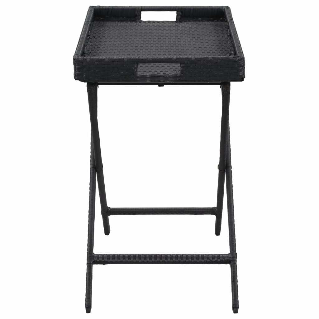 Folding Table Black 80x45x75 cm Poly Rattan