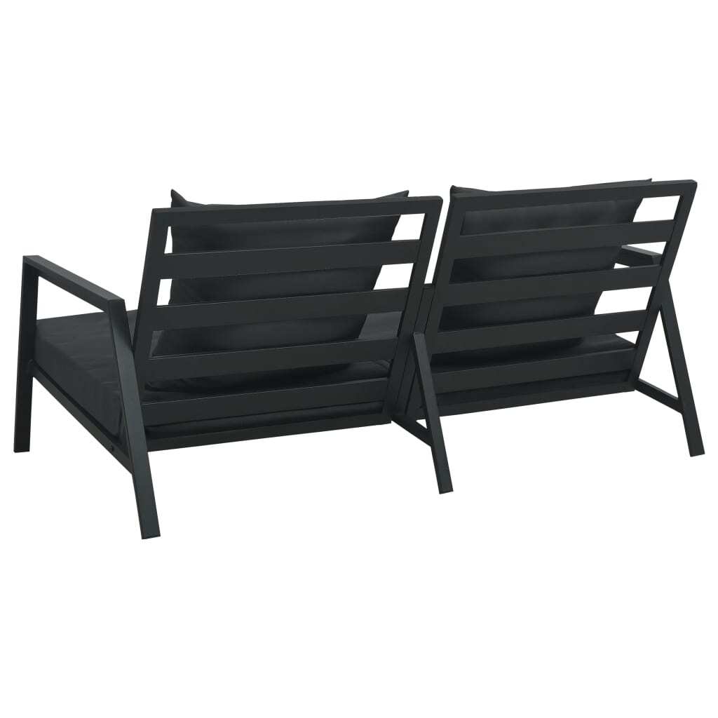 Garden 2-Seater Sofa with Cushions Dark Grey Aluminium