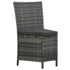 7 Piece Outdoor Dining Set with Cushions Poly Rattan Grey