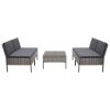 5 Piece Garden Sofa Set with Cushions Poly Rattan