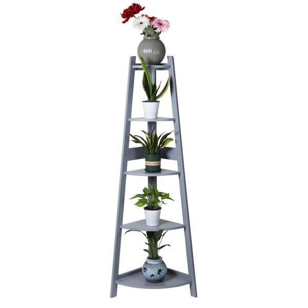 5 Tier Corner Shelf Wooden Storage Home Display Rack Plant Stand