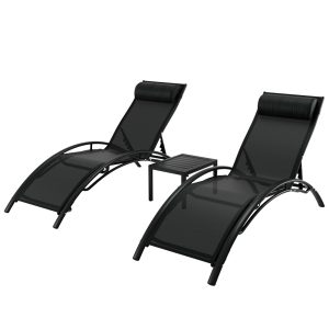 Sun Lounger Chaise Lounge Chair Table Patio Outdoor Setting Furniture