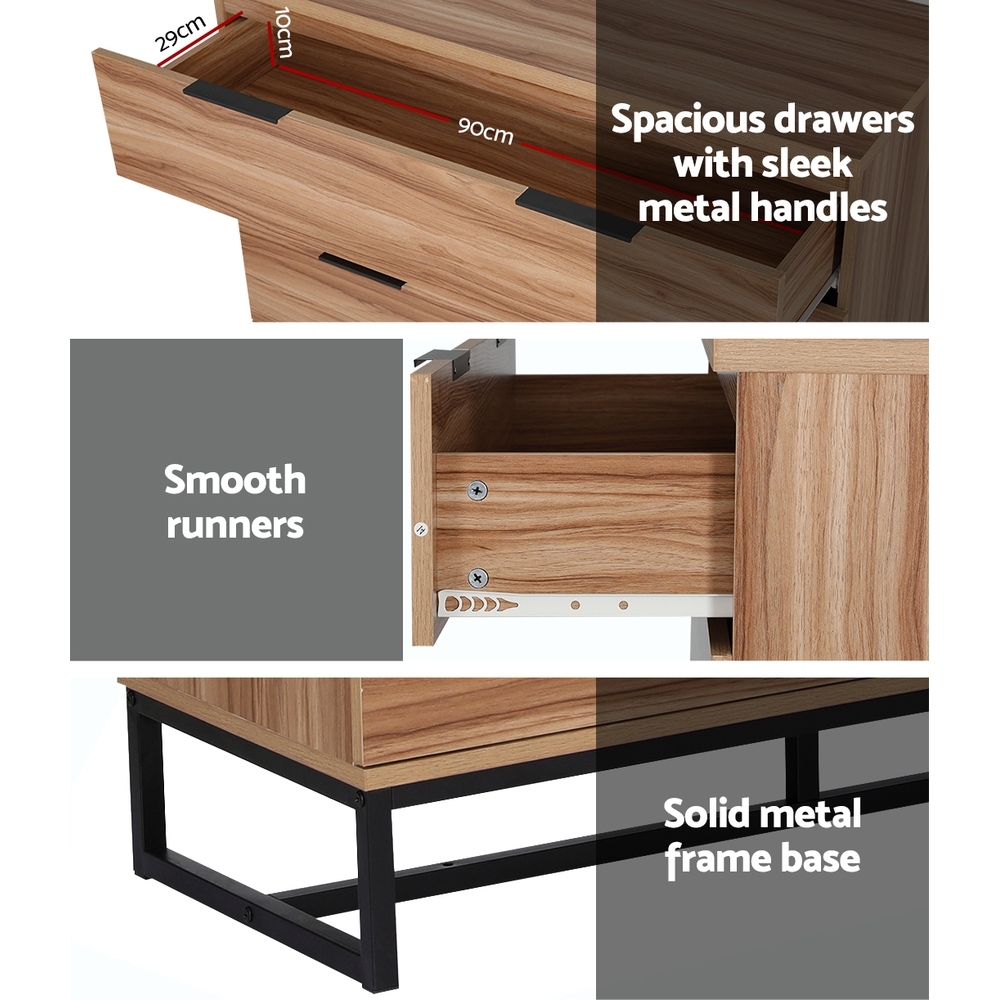 4 Chest of Drawers Cabinet Dresser Table Tallboy Storage Bedroom Rust Oak