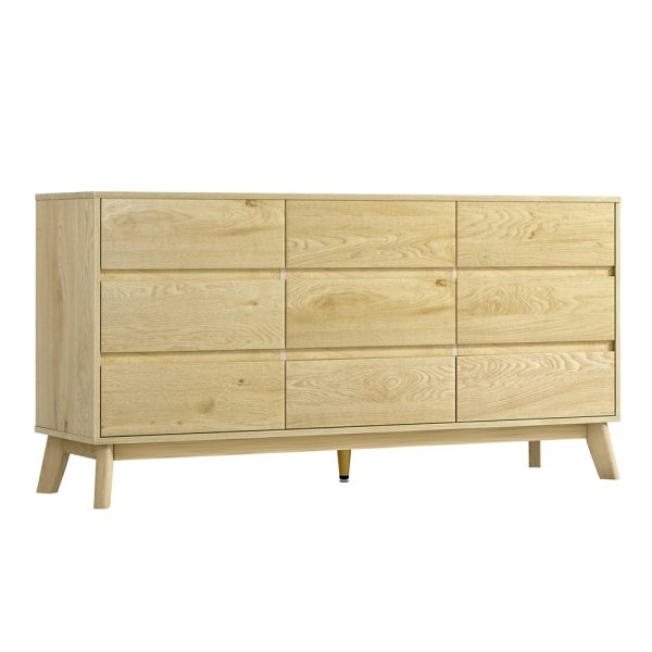 9 Chest of Drawers Cabinet Dresser Table Tallboy Storage Bedroom Oak