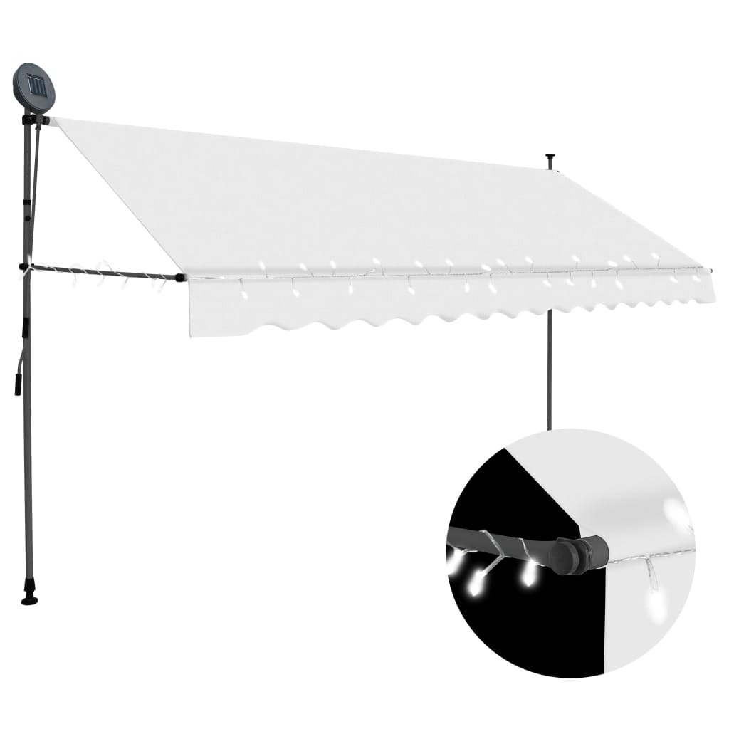 Manual Retractable Awning with LED – Cream, 400 cm