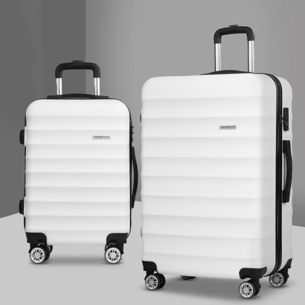 Luggage Trolley Set Travel Suitcase TSA Hard Case White