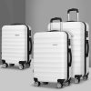 Luggage Trolley Set Travel Suitcase TSA Hard Case White