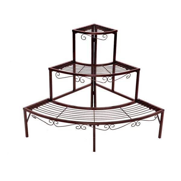 Outdoor Indoor Pot Plant Stand Garden Metal 3 Tier Planter Corner Shelf