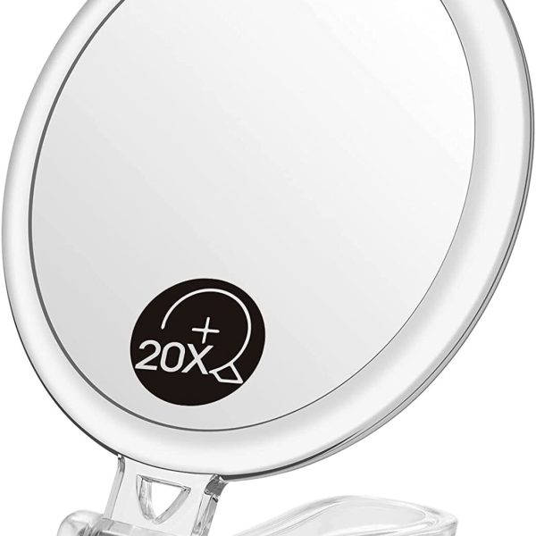 Double-Sided Magnifying Foldable Makeup Mirror for Handheld, Table and Travel Usage