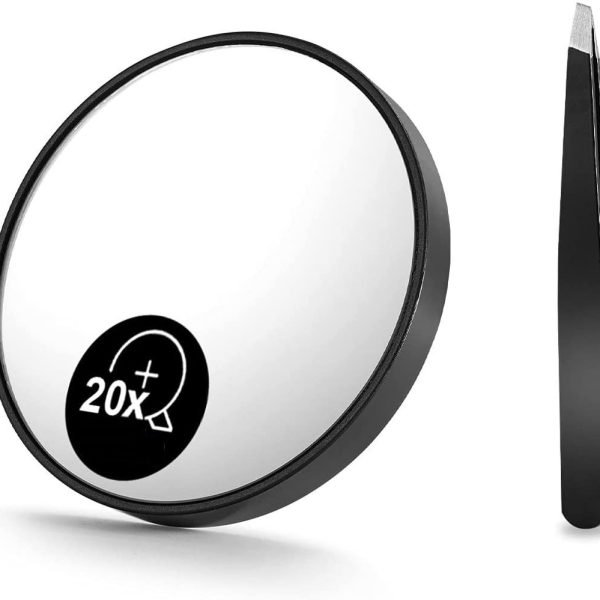 Magnifying Mirror and Eyebrow Tweezers Kit for Travel