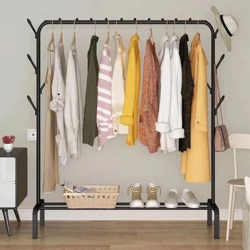 Clothing Rack with Bottom Shelf (Black)