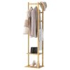 Bamboo Clothing Rack with 3 Hanger Hooks (Natural Wood)