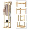 Bamboo Clothing Rack with 3 Hanger Hooks (Natural Wood)