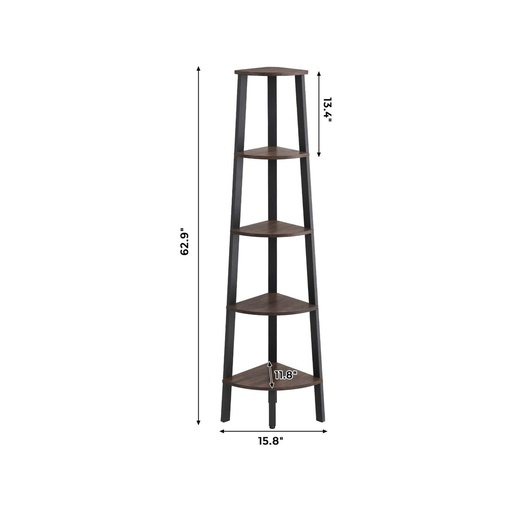 5 Tier Corner Ladder Shelf (Dark Brown)