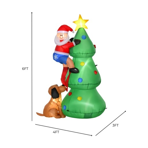 1.8m Santa Climbing Tree Christmas Inflatable with LED