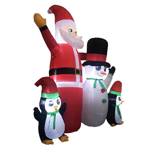 1.8m Santa Snowman and Penguin Greeting Christmas Inflatable with LED FS-INF-14