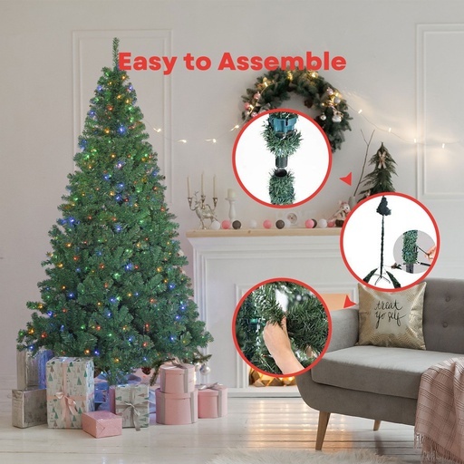 2.4m Christmas Tree with 4 Colour LED FS-TREE-07