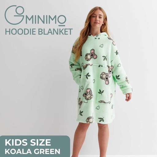 Hoodie Blanket Kids Koala Bear Green