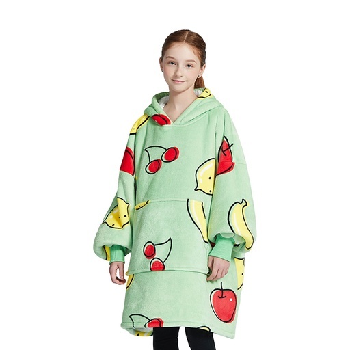 Hoodie Blanket Kids Fruits Green